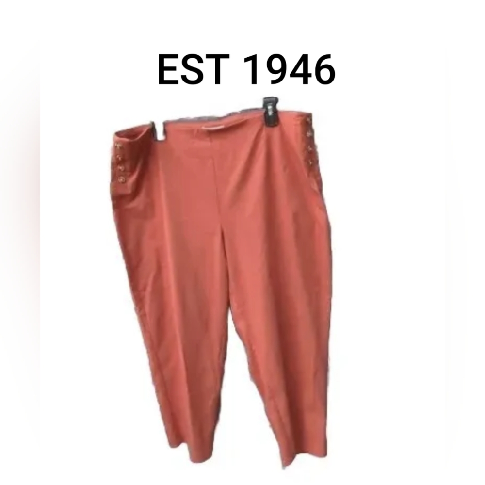 💖EST 1946 Size 18W Cropped Wide Leg Sailor Pants Rust Color Button Accents